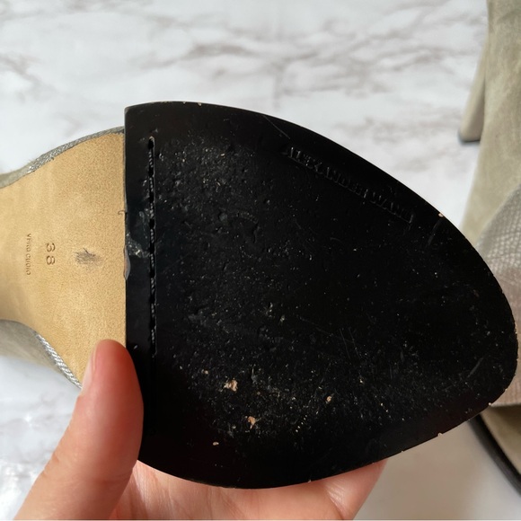 Alexander Wang Luisa Silver Suede Open Peep Toe High Heels 38 - Picture 5 of 9